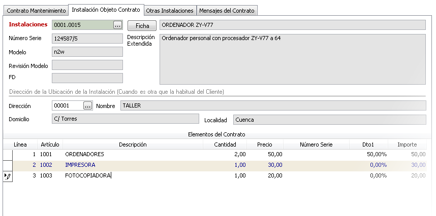 Contratos de mantenimiento de varias instalaciones