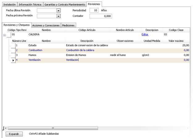 Revisiones, acciones y mediciones de la instalación